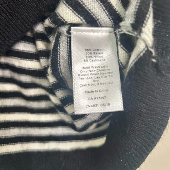 Talbots Black/Gray/Off White Sleeveless Striped Sweater Tank Top - Picture 2 of 4